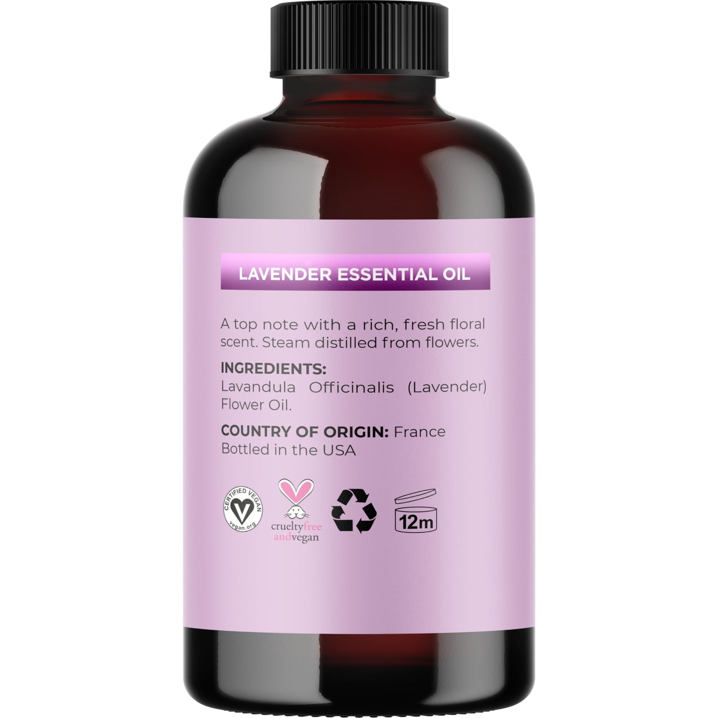 Pure Lavender Essential Oil - Premium Grade 4 fl oz in Glass Bottle | Non-GMO | for Hair, Skin, Nails, Diffusers, Aromatherapy