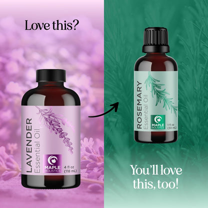 Pure Lavender Essential Oil - Premium Grade 4 fl oz in Glass Bottle | Non-GMO | for Hair, Skin, Nails, Diffusers, Aromatherapy
