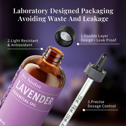 SU JUABA Lavender Essential Oil - 4 Fl Oz (118 ml) Pure & Natural