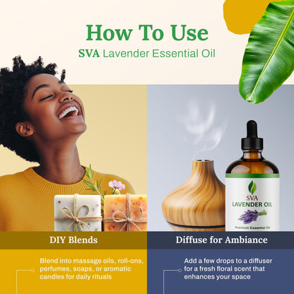 SVA Lavender Essential Oil 4oz - 100% Natural | Diffuser & Aromatherapy