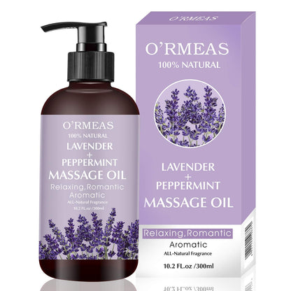 Lavender & Peppermint Massage Oil – Skin Moisturizing Body Oil, 10.2 fl oz