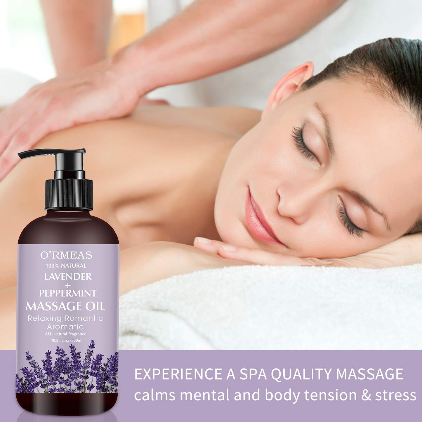 Lavender & Peppermint Massage Oil – Skin Moisturizing Body Oil, 10.2 fl oz