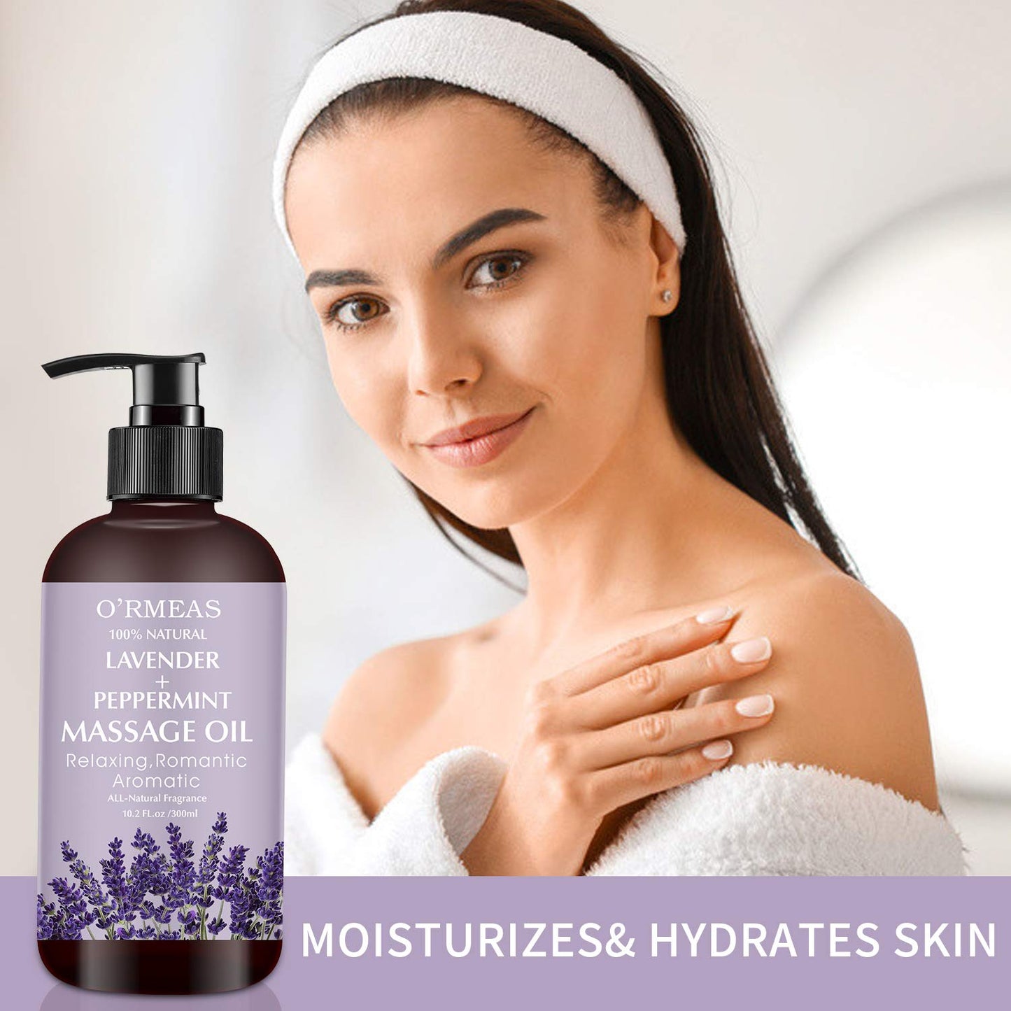 Lavender & Peppermint Massage Oil – Skin Moisturizing Body Oil, 10.2 fl oz