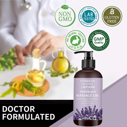 Lavender & Peppermint Massage Oil – Skin Moisturizing Body Oil, 10.2 fl oz