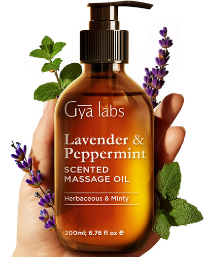 Gya Labs Lavender & Peppermint Massage Oil – 6.76 Fl Oz, Non-Greasy & Soothing