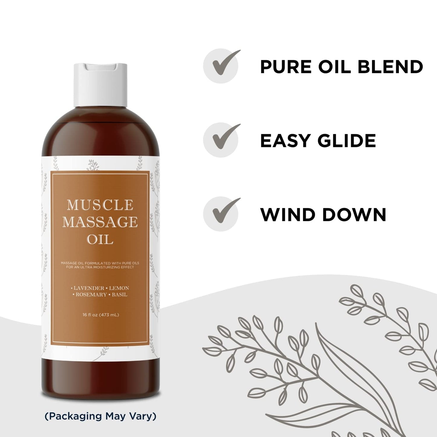 Sore Muscle Massage Oil for Body – Lavender & Rosemary, 16oz | Pro or Home Use