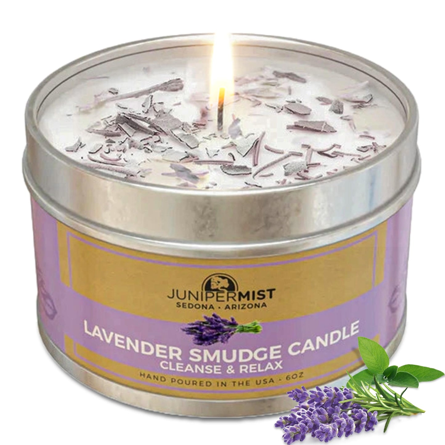 Lavender Sage Smudge Candle (6oz) - Energy Cleansing, Protection, USA Made