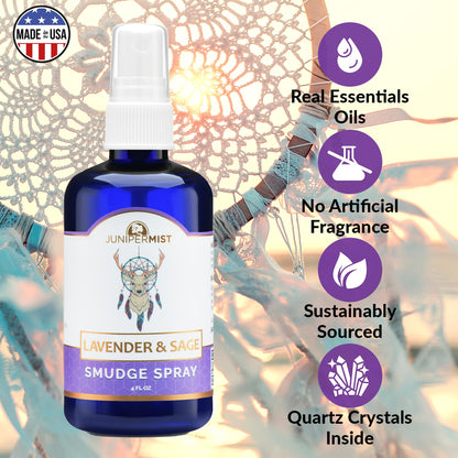 Lavender & Sage Smudge Spray (4oz) – Smokeless, Calming Energy Cleansing