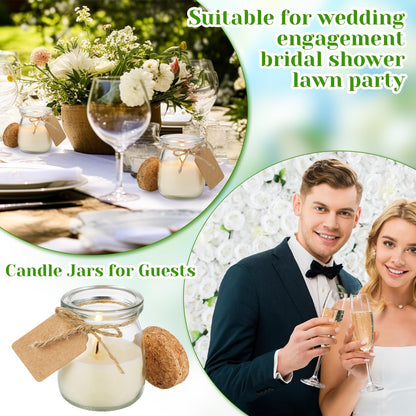 MTLEE 50 Pcs Wedding Jar Candles – Natural Soy Wax with DIY Tags (Freesia/Gardenia/Lavender)