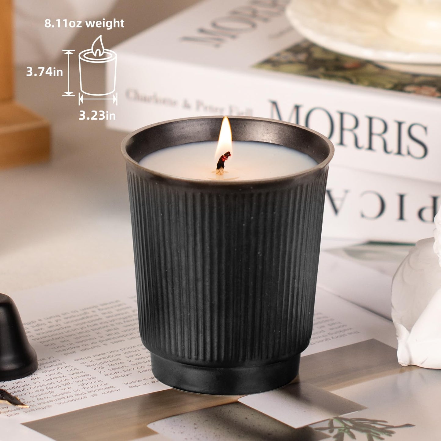 Lavender Scented Candle - 8oz White Soy, Non-Toxic Aromatherapy Jar