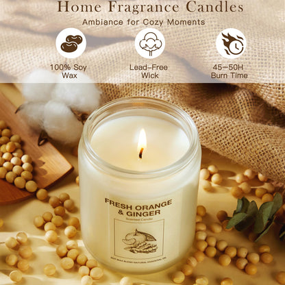 4 Pack Soy Wax Scented Candles Gift Set – Lavender, Orange & Lemon Verbena