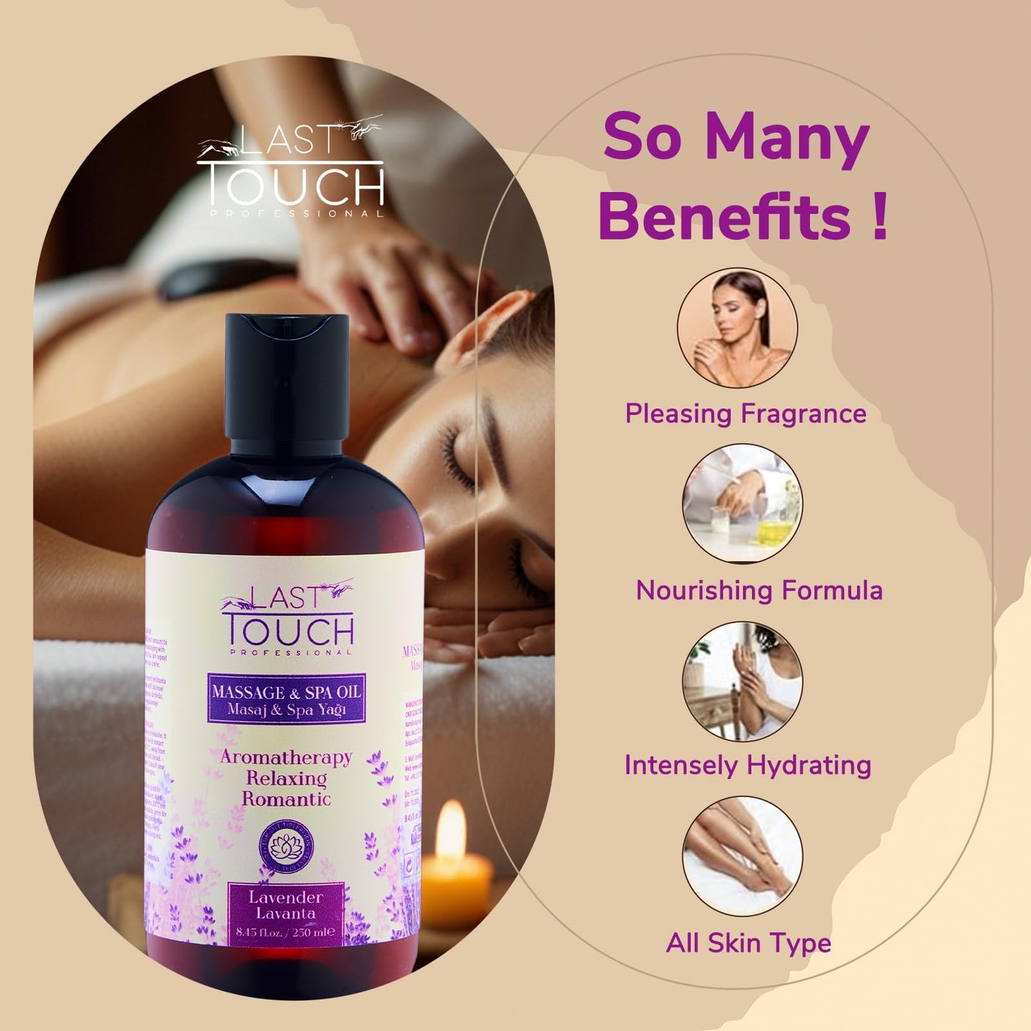 Lavender Sensual Massage Oil for Couples - Date Night, Aromatherapy, Aphrodisiac - 8.45 Fl Oz