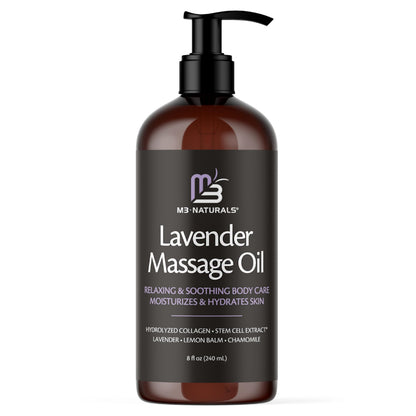 Lavender Massage Oil with Collagen & Stem Cells – M3 Naturals, 8 fl oz