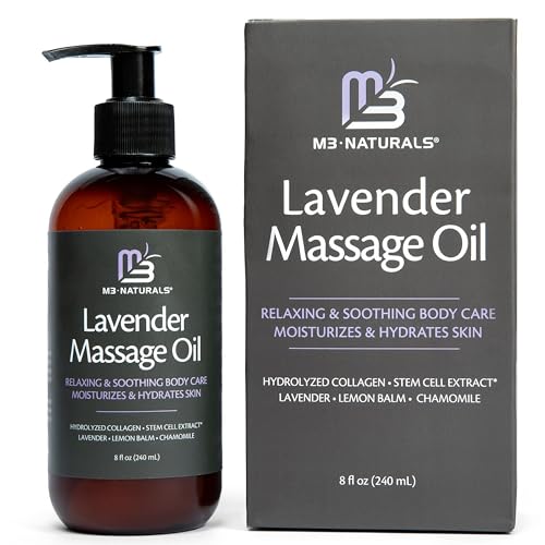 Lavender Massage Oil with Collagen & Stem Cells – M3 Naturals, 8 fl oz