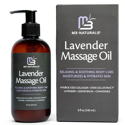 Lavender Massage Oil with Collagen & Stem Cells – M3 Naturals, 8 fl oz