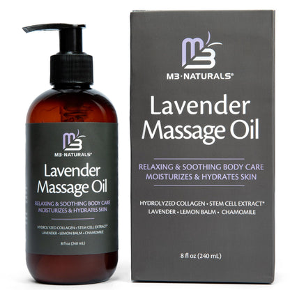 Lavender Massage Oil with Collagen & Stem Cells – M3 Naturals, 8 fl oz