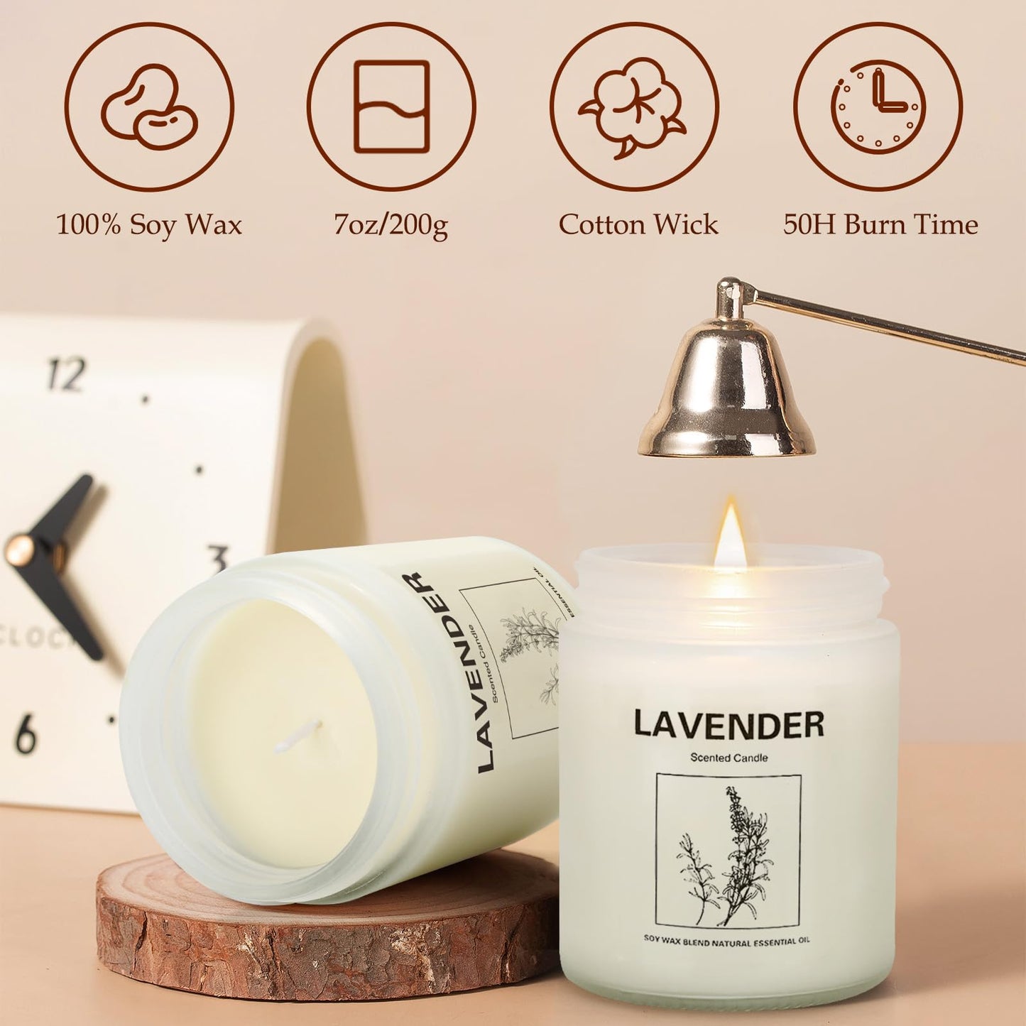 6-Pack Scented Candle Gift Set – Lavender & Fresh Wood Soy Candles