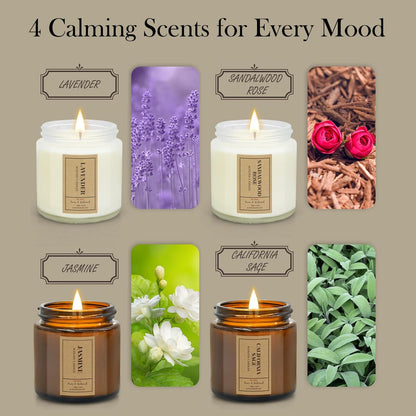 Christmas Candle Gift Set – 4-Pack Scented Soy Candles (Lavender, Jasmine, Sandalwood & Sage)