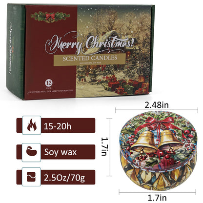 Christmas Candle Gifts Set - 12 Pack Soy Wax Candles for Women