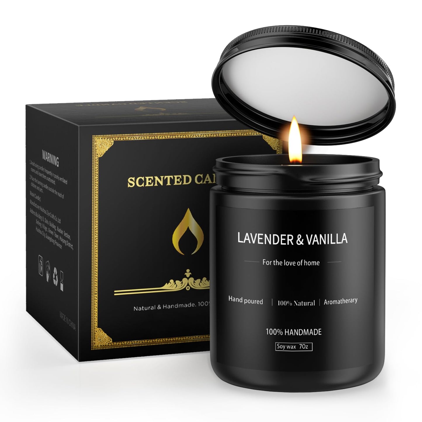 Lavender & Vanilla Candle 7oz | Long-Lasting Soy Candle for Home – Men's Gift