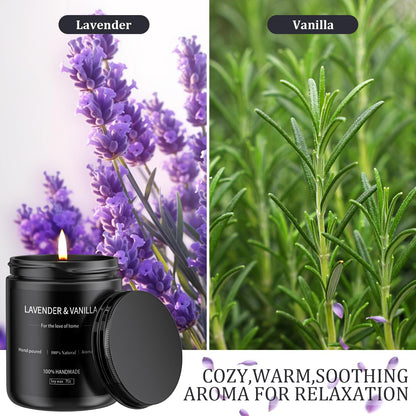 Lavender & Vanilla Candle 7oz | Long-Lasting Soy Candle for Home – Men's Gift