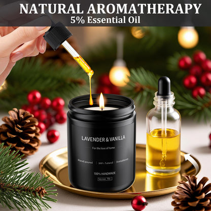 Lavender & Vanilla Candle 7oz | Long-Lasting Soy Candle for Home – Men's Gift
