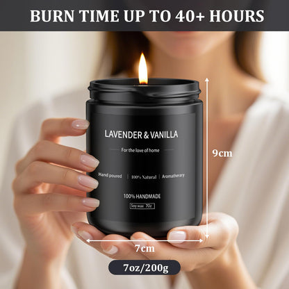 Lavender & Vanilla Candle 7oz | Long-Lasting Soy Candle for Home – Men's Gift