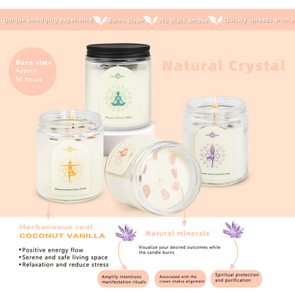 4-Pack Crystal Soy Candles – Aromatherapy Scented Gift Set for Women | 24 oz