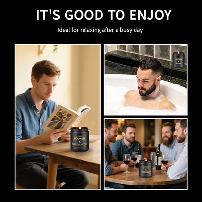 Men's Scented Candles - 4 Pack Gift Set (28oz) | Soy Wax Aromatherapy