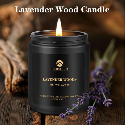 Lavender Wood Scented Candle for Men | Aromatherapy & Relaxation Gift