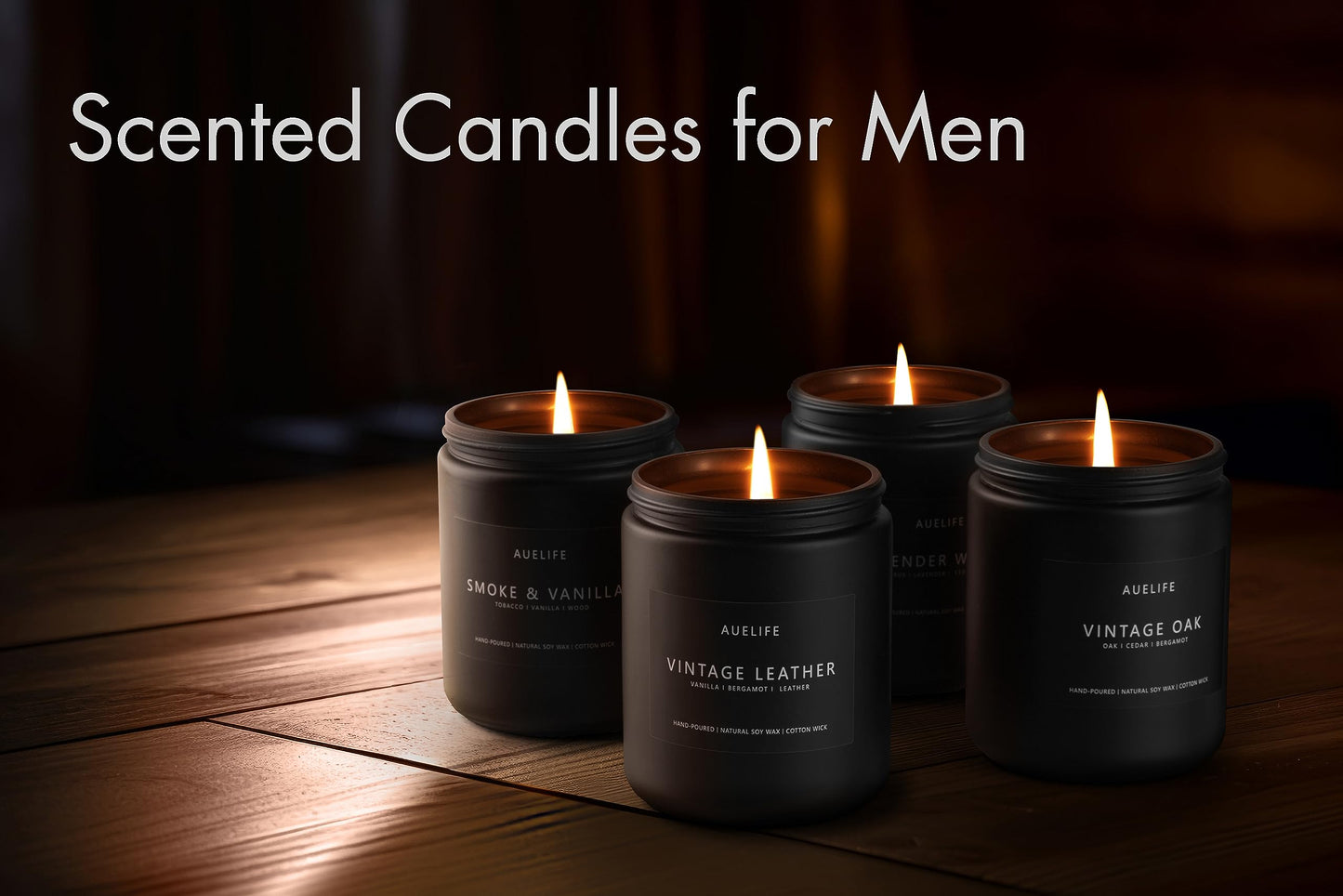 Lavender & Wood Scented Candle for Men | Masculine Gift