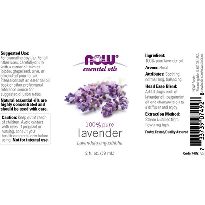 Now Essential Oils Lavender Oil 2 Fl Oz (Pack of 1) | NOW Foods