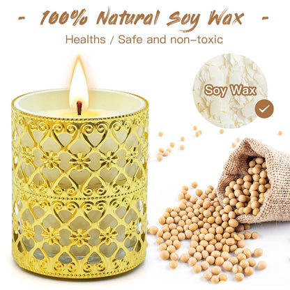 6 Pack Scented Candles with Gold Holders - 120 Hours Total