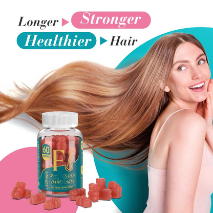 Lazpowfi Biotin Gummies - Hair, Skin & Nails Vitamins | Vegan B7, Strawberry, 60 Count