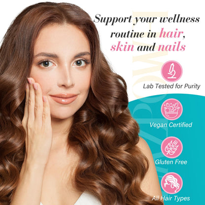 Lazpowfi Biotin Gummies - Hair, Skin & Nails Vitamins | Vegan B7, Strawberry, 60 Count