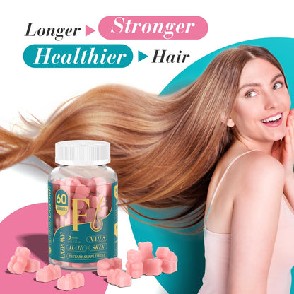Lazpowfi Biotin Gummies – Hair, Skin & Nails Vitamins (Vegan Vitamin B7) – 60-Count Raspberry