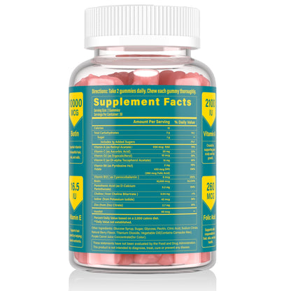 Lazpowfi Biotin Gummies – Hair, Skin & Nails Vitamins (Vegan Vitamin B7) – 60-Count Raspberry