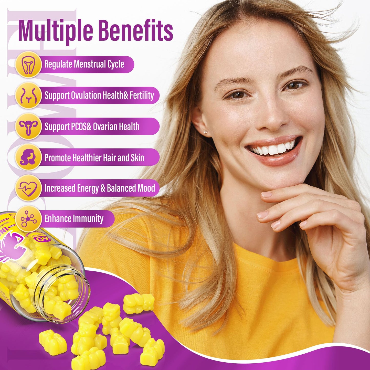 Lazpowfi Inositol Gummies 40:1 – Myo-Inositol & D-Chiro Inositol, 30 Day Supply