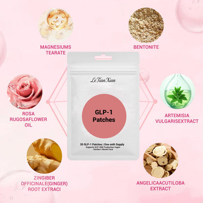 Le Tian Xian GLP-1 Patch – 8-Hour Wear, Gentle Hypoallergenic Formula, 30 Patches (Pack of 2)