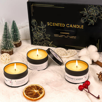 6 Pack Scented Candles Gift Set for Women & Men - Natural Soy Wax Aromatherapy Jar Candles