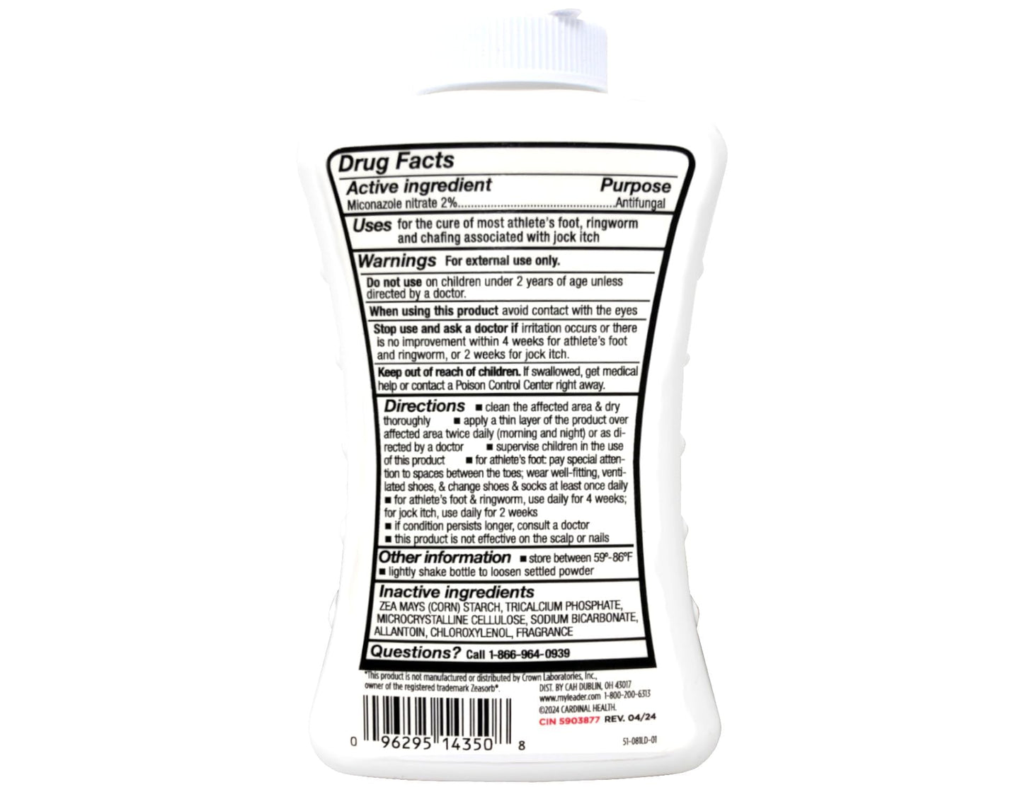 Leader Moisture-Absorbing Talc-Free Powder for Skin – 2.5 oz