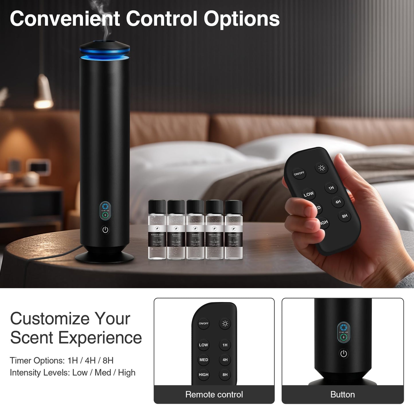 Waterless Scent Diffuser Starter Kit – 1500 Sq Ft Coverage, Black