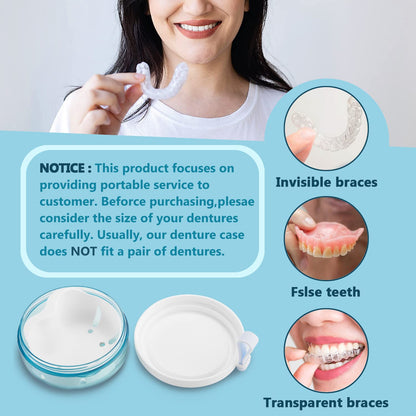 Leak-Proof Denture Case with Brush – Travel Retainer Box Set with Mirror