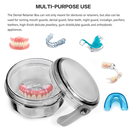 Leakproof Denture Case | Denture Soaking Cup & Travel Retainer Cleaner