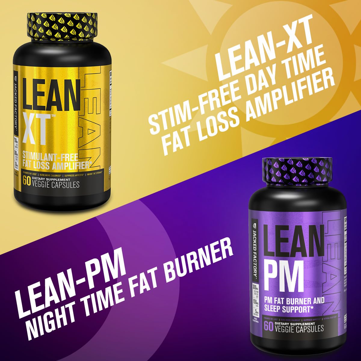 Jacked Factory Lean-XT Caffeine Free Fat Burner | Non-Stim Weight Loss & Metabolism Booster