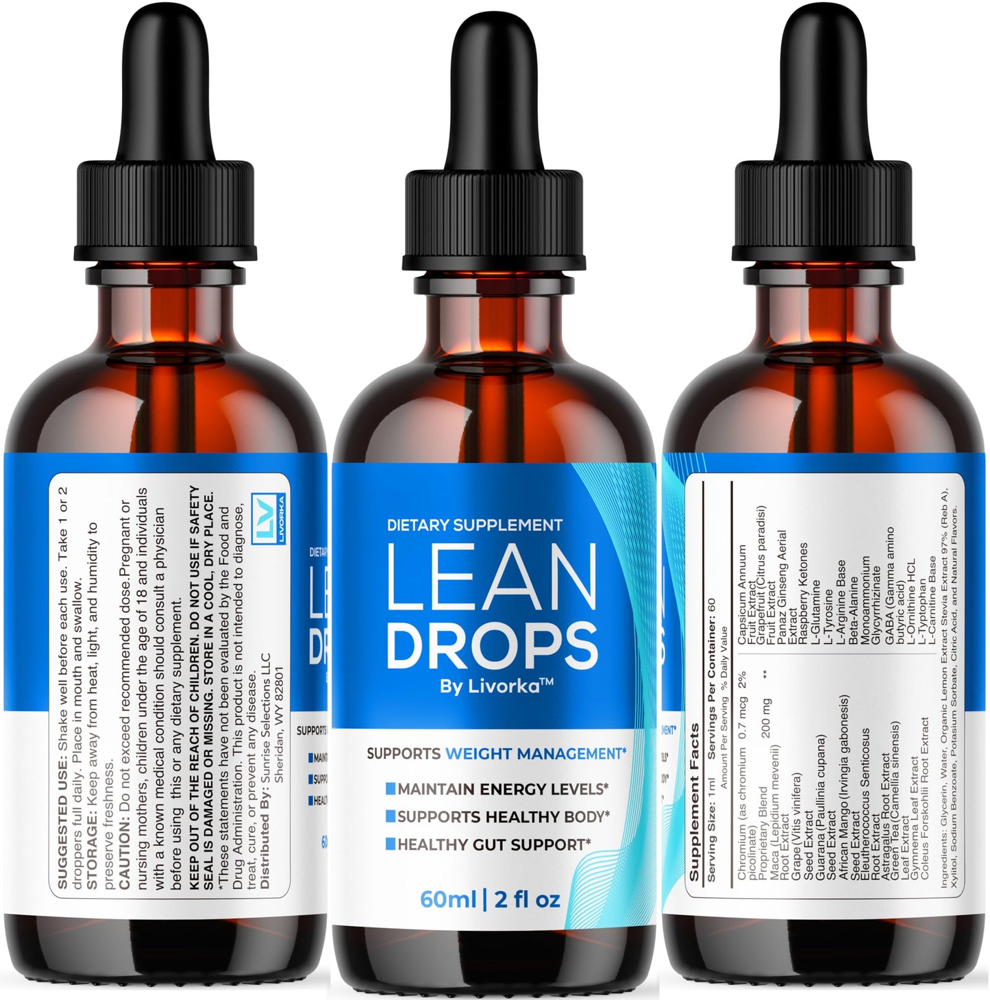 (3 Pack) Lean Drops – LeanDrops Liquid Formula | All-Natural Premium Wellness Supplement | 3 Bottles (3 Months)