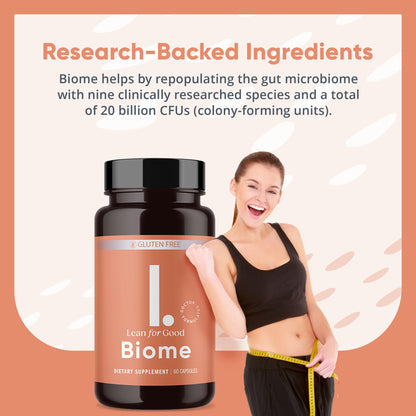 LEANFORGOOD Biome | 9-Strain Probiotic Formula, Supports a Balanced Gut Microbiome, Greenselect Phytosome - 60 Capsules
