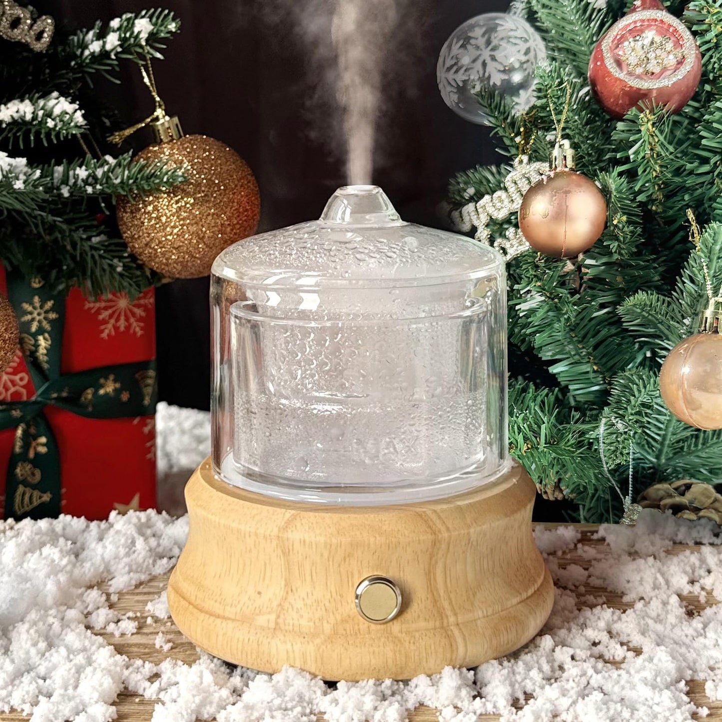 Lecdura 80ML Glass Diffuser – Auto-Off, 7 Color Lights, Wood Base