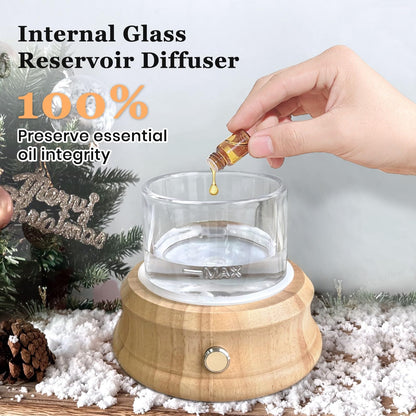 Lecdura 80ML Glass Diffuser – Auto-Off, 7 Color Lights, Wood Base