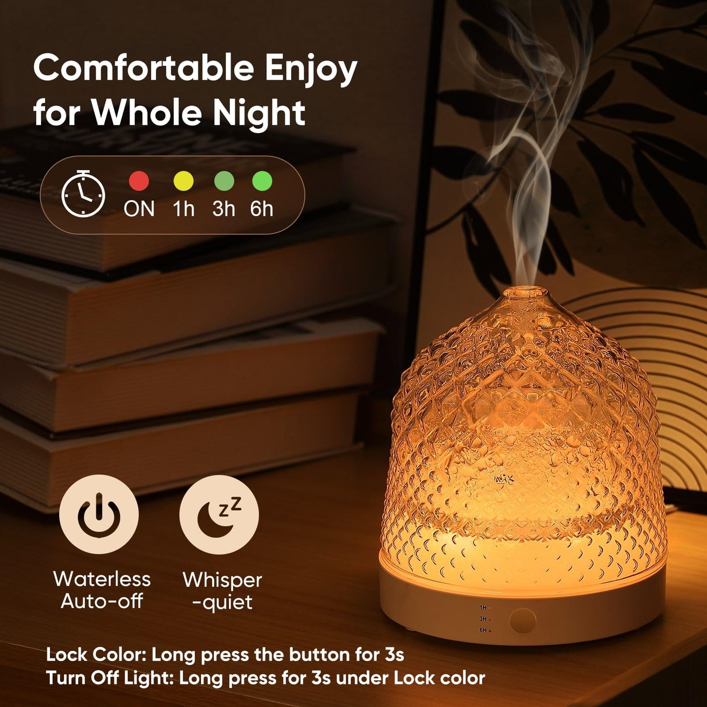 Lecdura Glass Diffuser 200ml – Ultrasonic Diffuser with Glass Reservoir & Auto-Off